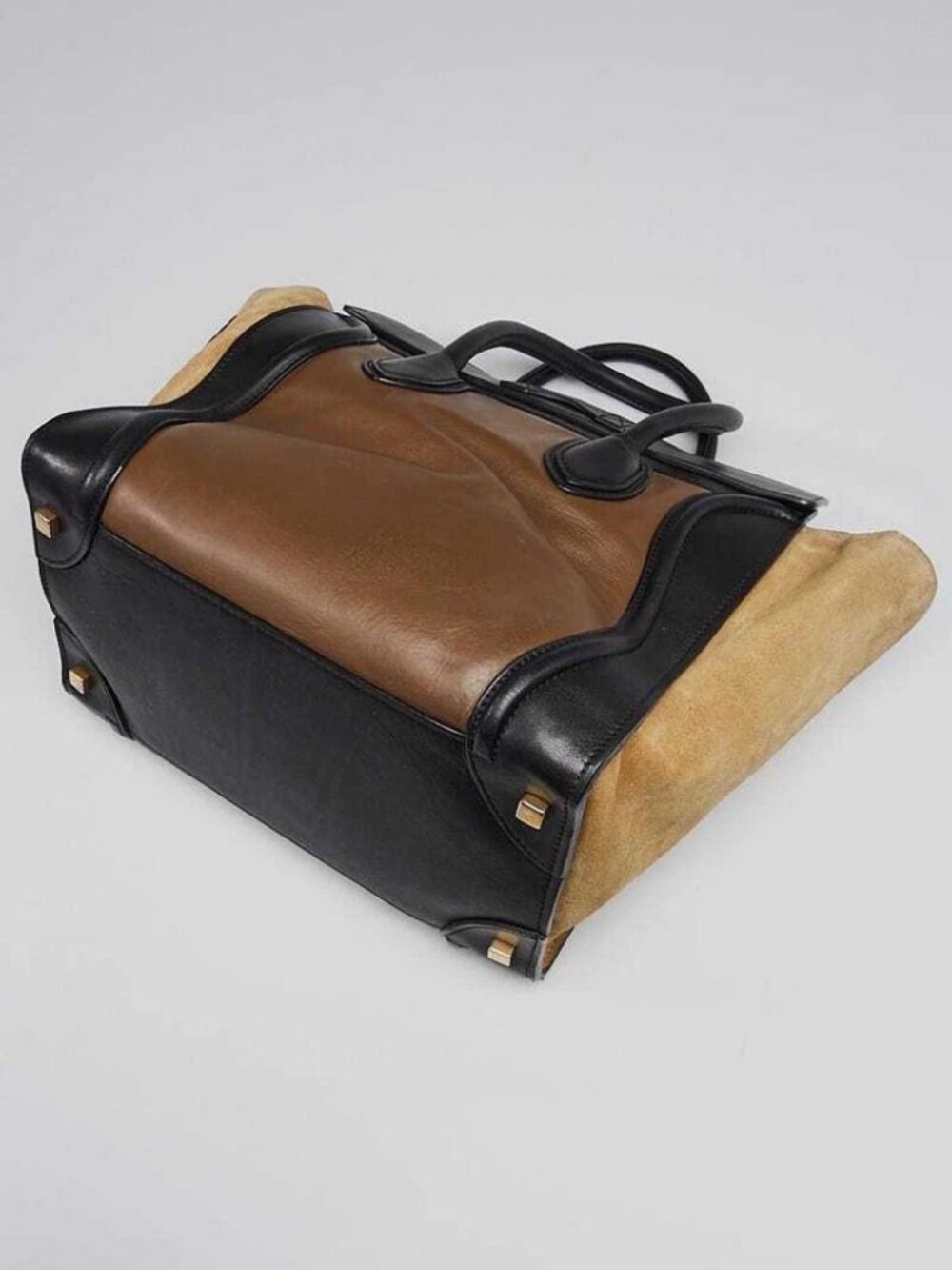 Celine Tri-Color Leather and Suede Mini Luggage Tote Bag - Picture 3 of 12